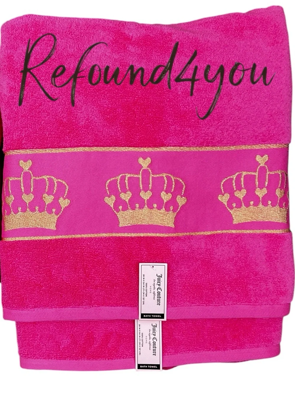 Juicy Couture - ‘Crown - Hot Pink. Bath towel set. NWT. Firm!